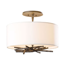 Load image into Gallery viewer, Brindille Semi-Flush Mount Ceiling Light in Mahogany/Flax.
