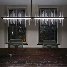 Load image into Gallery viewer, Cityscape Large LED Pendant Light in dining room.
