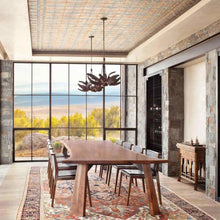 Load image into Gallery viewer, Corona Brass Accent Pendant Light in dining room.
