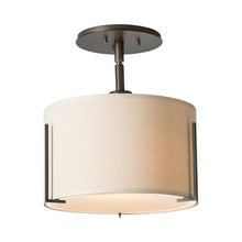 Load image into Gallery viewer, Exos Semi-Flush Mount Ceiling Light in Mahogany/Natural Linen.

