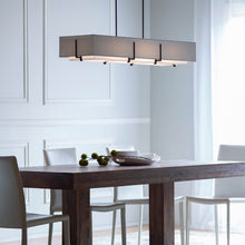 Load image into Gallery viewer, Exos Standard Rectangular Pendant Light in dining room.

