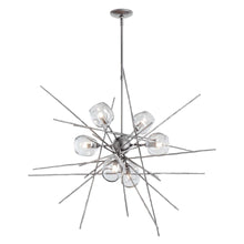 Load image into Gallery viewer, Griffin Starburst Pendant Light in Vintage Platinum/Thumbprint Clear Glass/Short.
