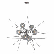 Load image into Gallery viewer, Griffin Starburst Pendant Light in Vintage Platinum/Thumbprint Cool Grey Glass/Short.
