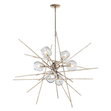 Load image into Gallery viewer, Griffin Starburst Pendant Light in Soft Gold/Thumbprint Clear Glass/Short.
