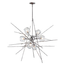 Load image into Gallery viewer, Griffin Starburst Pendant Light in Sterling/Thumbprint Clear Glass/Short.
