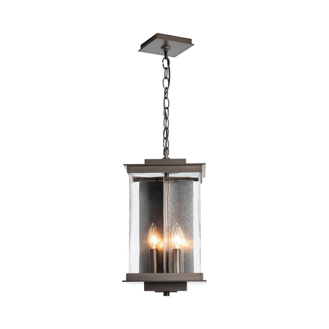Kingston Outdoor Pendant Light in Coastal Black/Translucent Vintage Platinum.