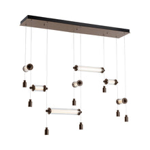 Load image into Gallery viewer, Libra Double Linear LED Pendant Light in Bronze.
