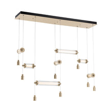 Load image into Gallery viewer, Libra Double Linear LED Pendant Light in Soft Gold.
