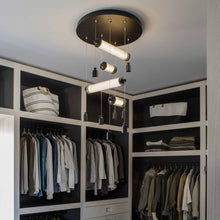Load image into Gallery viewer, Libra LED Semi-Flush Mount Ceiling Light in dressing room.
