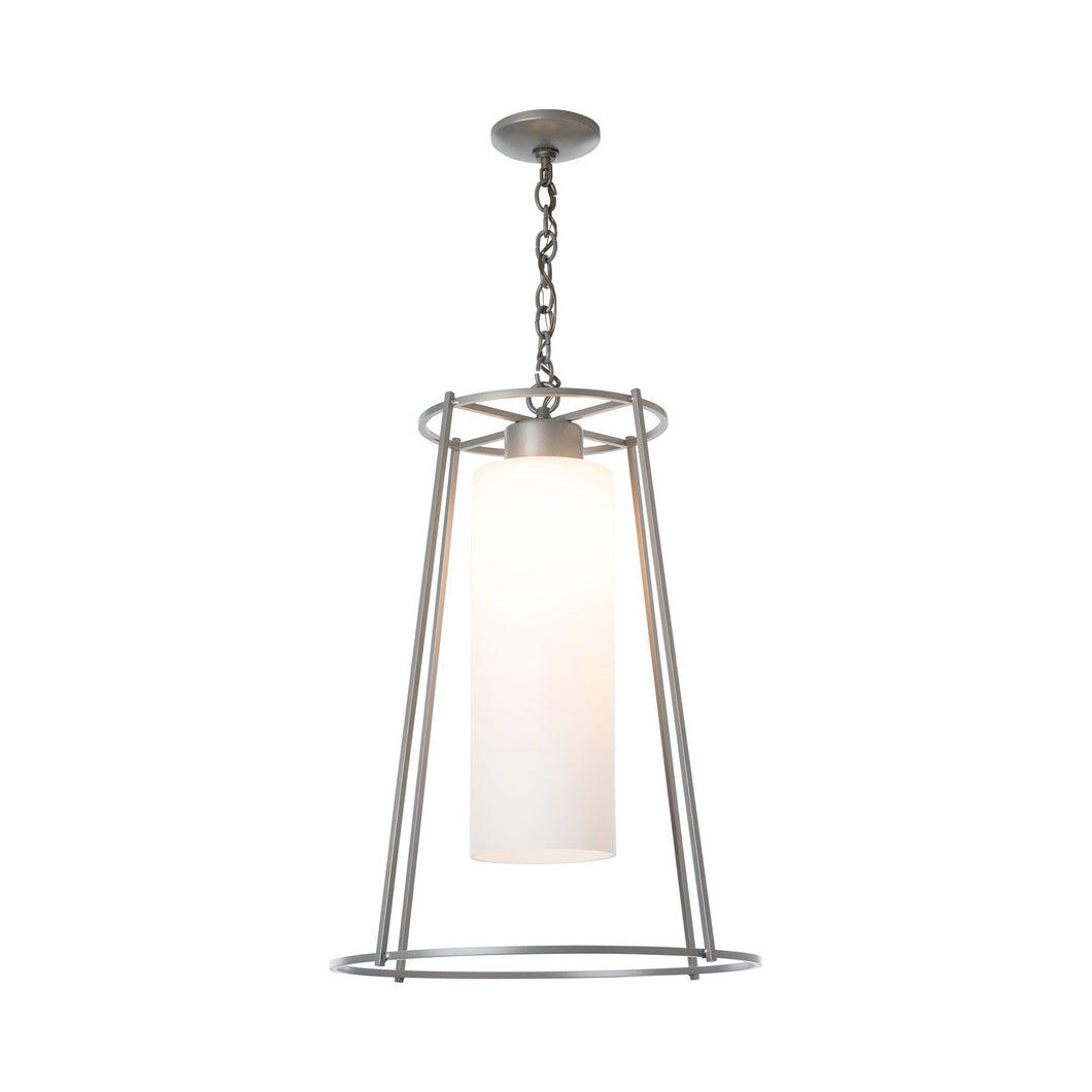 Loft Outdoor Pendant Light in Small/Coastal Black/Opal Glass.