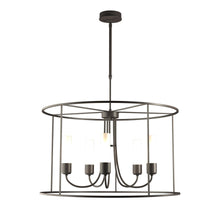 Load image into Gallery viewer, Portico Drum Outdoor Pendant Light in Coastal Dark Smoke/Opal Glass/Standard.
