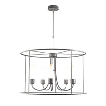 Load image into Gallery viewer, Portico Drum Outdoor Pendant Light in Coastal Burnished Steel/Opal Glass/Standard.
