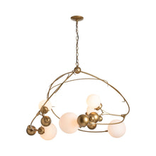 Load image into Gallery viewer, Sprig Circular Pendant Light in Black/Opal Glass.
