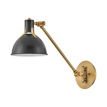 Load image into Gallery viewer, Argo Bath Wall Light in Satin Black/Brass (20-Inch).
