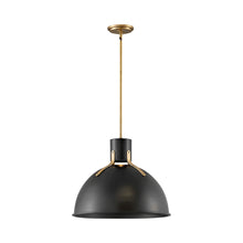Load image into Gallery viewer, Argo LED Pendant Light in Lacquered Brass/Satin Black (Medium).
