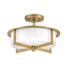 Load image into Gallery viewer, Baxley Semi Flush Mount Ceiling Light in Heritage Brass.
