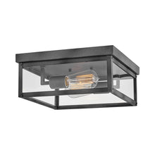 Load image into Gallery viewer, Beckham Outdoor Flush Mount Ceiling Light in Aged Zinc.
