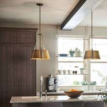 Load image into Gallery viewer, Cartwright Drum Pendant Light in dining room.
