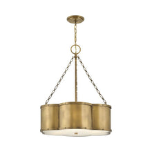 Load image into Gallery viewer, Chance Drum Pendant Light in Heritage Brass.
