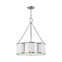 Load image into Gallery viewer, Chance Drum Pendant Light in Polished Nickel.
