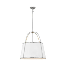 Load image into Gallery viewer, Clarke Drum Pendant Light in Polished Nickel/Matte White (Large).
