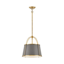 Load image into Gallery viewer, Clarke Drum Pendant Light in Lacquered Dark/Dark Matte Grey Brass (Medium).
