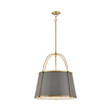 Load image into Gallery viewer, Clarke Drum Pendant Light in Lacquered Dark/Dark Matte Grey Brass (Large).
