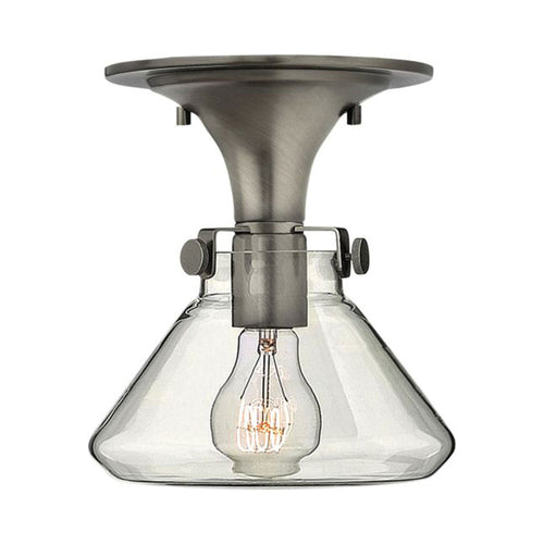 Congress Retro Glass Flush Mount Ceiling Light in Antique Nickel.