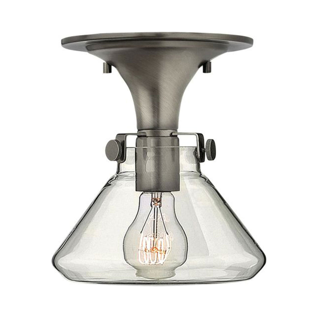 Congress Retro Glass Flush Mount Ceiling Light in Antique Nickel.
