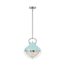 Load image into Gallery viewer, Crew Pendant Light in Small/Polished Nickel/Robin'S-Egg Blue.
