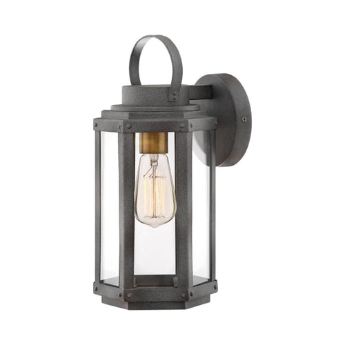 Danbury Outside Area Wall Light in Aged Zinc.