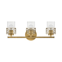 Load image into Gallery viewer, Della Bath Vanity Light in Lacquered Brass (3-Light)
