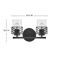 Load image into Gallery viewer, Della Bath Vanity Lightin in line drawing.
