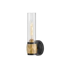 Load image into Gallery viewer, Ellison Bath Vanity Light in Black with Heritage Brass accents (1-Light).
