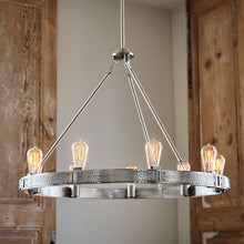 Load image into Gallery viewer, Everett Chandelier in living room.
