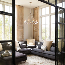 Load image into Gallery viewer, Everett Chandelier in living room.
