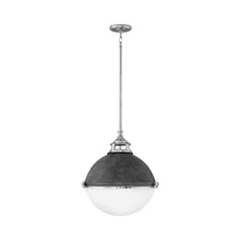 Load image into Gallery viewer, Fletcher Pendant Light in Medium/Aged Zinc With Polished Nickel Accent.
