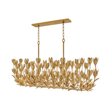 Load image into Gallery viewer, Flora Linear Pendant Light in Burnished Gold.
