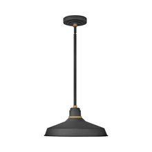 Load image into Gallery viewer, Foundry Outdoor Pendant Barn Light in Classic/Textured Black (16-Inch).

