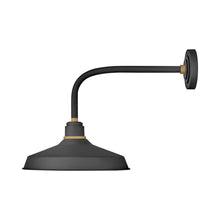 Load image into Gallery viewer, Foundry Outdoor Straight Arm Barn Wall Light in Classic/Textured Black (16-Inch).
