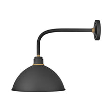 Load image into Gallery viewer, Foundry Outdoor Straight Arm Barn Wall Light in Dome/Textured Black (16-Inch).
