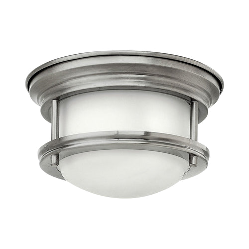 Hadley Flush Mount Ceiling Light in Antique Nickel.