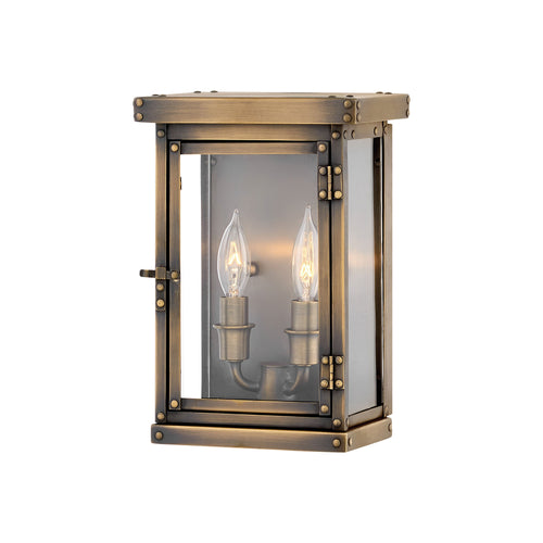 Hamilton Outside Area Wall Light in Dark Antique Brass.