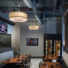 Load image into Gallery viewer, Hampton Drum Pendant Light in Restaurant.
