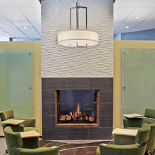 Load image into Gallery viewer, Hampton Drum Pendant Light in living room.
