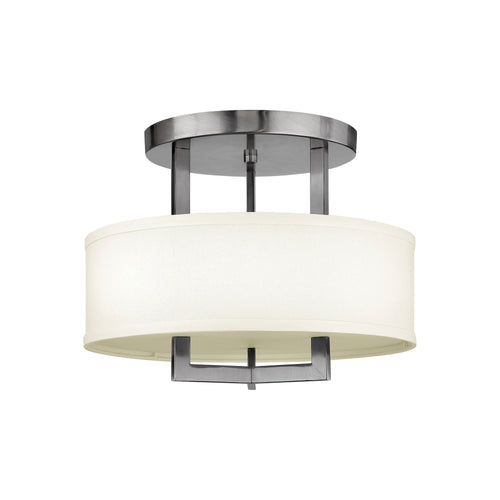 Hampton Semi Flush Ceiling Light in Antique Nickel.