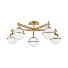 Load image into Gallery viewer, Hollis Led Semi Flush Mount Ceiling Light in Heritage Brass.
