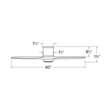 Load image into Gallery viewer, Hover LED Flush Mount Ceiling Fan - line drawing.
