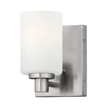 Load image into Gallery viewer, Karlie Bath Wall Light in Brushed Nickel.
