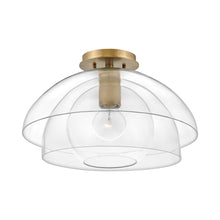 Load image into Gallery viewer, Lotus Semi Flush Mount Ceiling Light in Heritage Brass.
